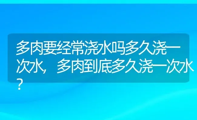 多肉要经常浇水吗多久浇一次水,多肉到底多久浇一次水？ | 养殖常见问题