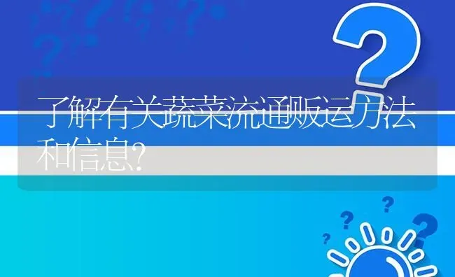 了解有关蔬菜流通贩运方法和信息? | 养殖问题解答