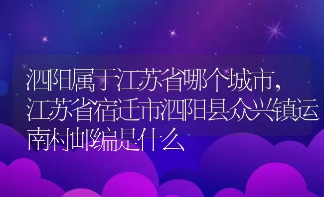 泗阳属于江苏省哪个城市,江苏省宿迁市泗阳县众兴镇运南村邮编是什么 | 养殖常见问题