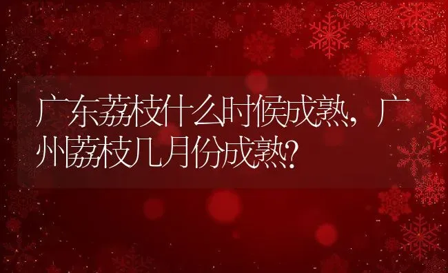 广东荔枝什么时候成熟,广州荔枝几月份成熟？ | 养殖常见问题