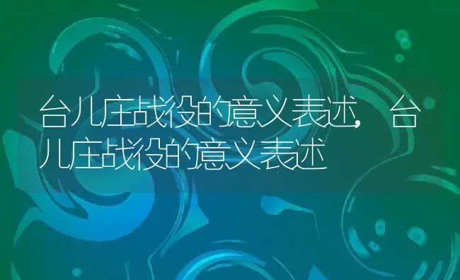 台儿庄战役的意义表述,台儿庄战役的意义表述 | 养殖常见问题