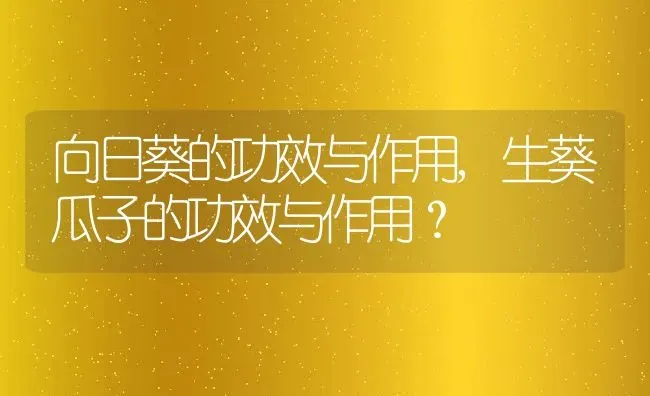 向日葵的功效与作用,生葵瓜子的功效与作用？ | 养殖常见问题