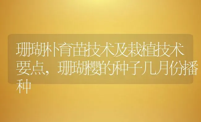 珊瑚朴育苗技术及栽植技术要点,珊瑚樱的种子几月份播种 | 养殖常见问题