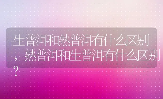 生普洱和熟普洱有什么区别,熟普洱和生普洱有什么区别？ | 养殖常见问题