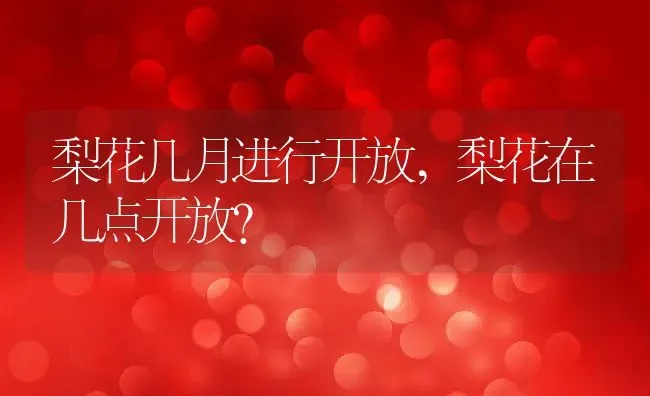 梨花几月进行开放,梨花在几点开放？ | 养殖常见问题