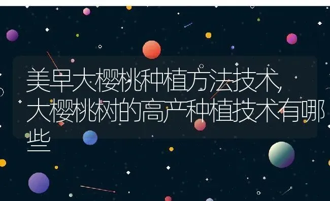 美早大樱桃种植方法技术,大樱桃树的高产种植技术有哪些 | 养殖常见问题