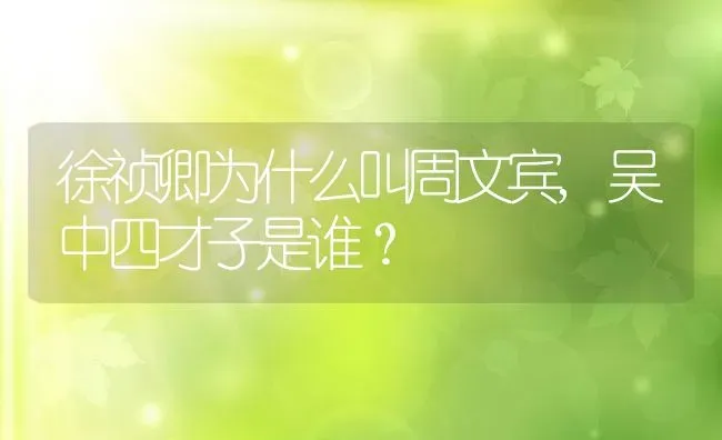 徐祯卿为什么叫周文宾,吴中四才子是谁？ | 养殖常见问题