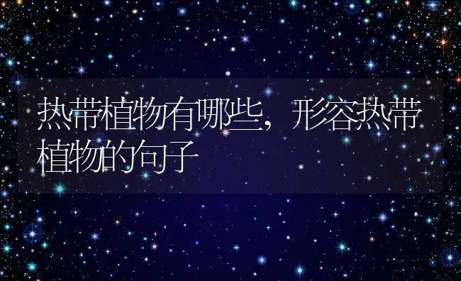 热带植物有哪些,形容热带植物的句子 | 养殖常见问题