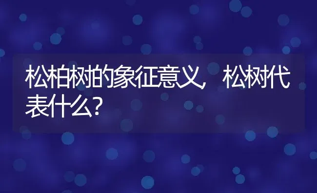 松柏树的象征意义,松树代表什么？ | 养殖常见问题