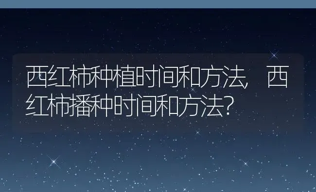 西红柿种植时间和方法,西红柿播种时间和方法？ | 养殖常见问题