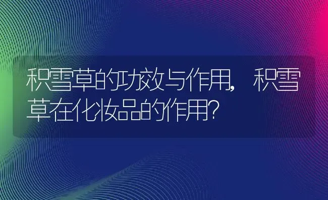 积雪草的功效与作用,积雪草在化妆品的作用？ | 养殖常见问题