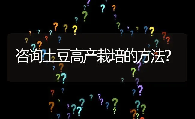 咨询土豆高产栽培的方法? | 养殖问题解答