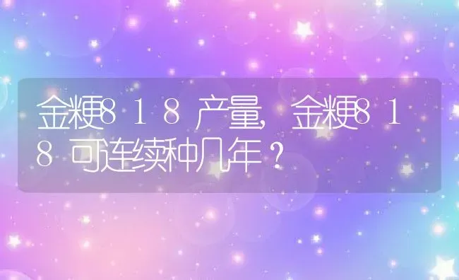 金粳818产量,金粳818可连续种几年？ | 养殖常见问题