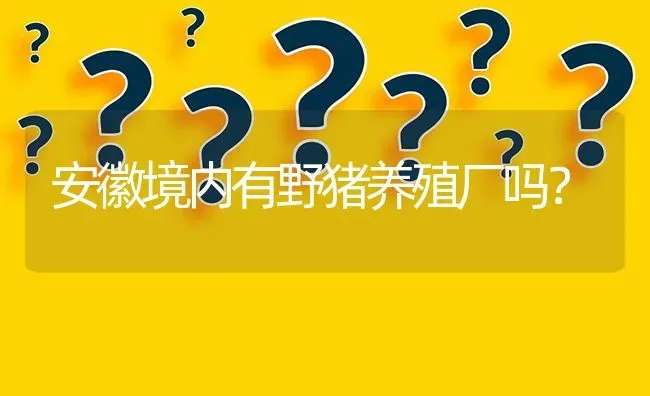 安徽境内有野猪养殖厂吗? | 养殖问题解答