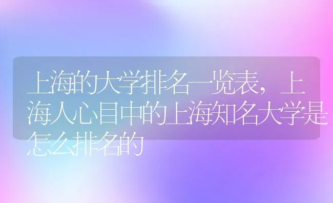 上海的大学排名一览表,上海人心目中的上海知名大学是怎么排名的 | 养殖常见问题