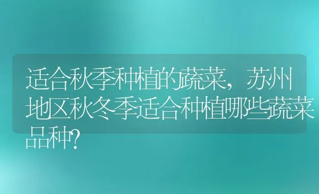 适合秋季种植的蔬菜,苏州地区秋冬季适合种植哪些蔬菜品种？ | 养殖常见问题