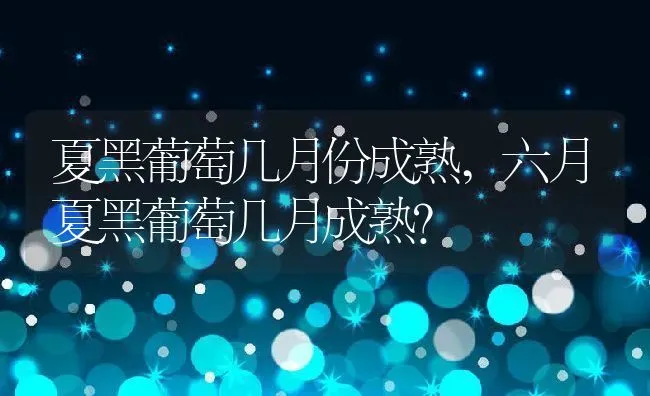 夏黑葡萄几月份成熟,六月夏黑葡萄几月成熟？ | 养殖常见问题