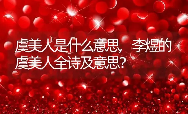 虞美人是什么意思,李煜的虞美人全诗及意思？ | 养殖常见问题