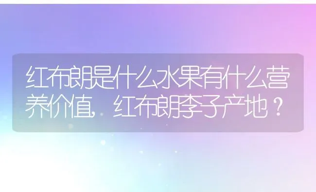 红布朗是什么水果有什么营养价值,红布朗李子产地？ | 养殖常见问题