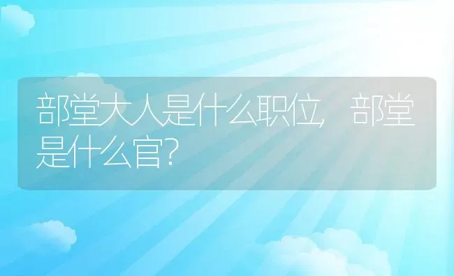 部堂大人是什么职位,部堂是什么官？ | 养殖常见问题