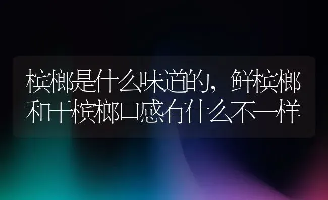 槟榔是什么味道的,鲜槟榔和干槟榔口感有什么不一样 | 养殖常见问题