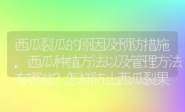 西瓜裂瓜的原因及预防措施,西瓜种植方法以及管理方法有哪些？怎样防止西瓜裂果 | 养殖常见问题