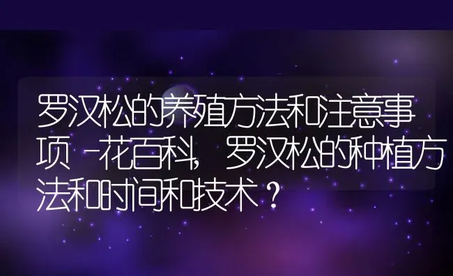罗汉松的养殖方法和注意事项–花百科,罗汉松的种植方法和时间和技术？ | 养殖常见问题