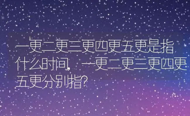 一更二更三更四更五更是指什么时间,一更二更三更四更五更分别指？ | 养殖常见问题