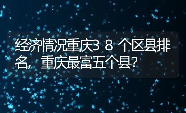 经济情况重庆38个区县排名,重庆最富五个县？ | 养殖常见问题