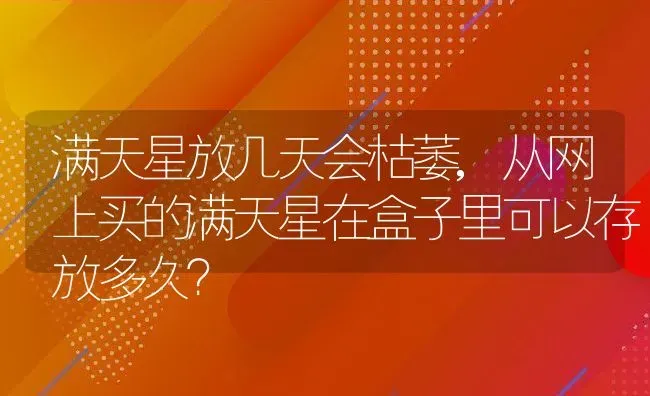 满天星放几天会枯萎,从网上买的满天星在盒子里可以存放多久？ | 养殖常见问题