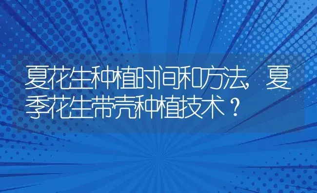 夏花生种植时间和方法,夏季花生带壳种植技术？ | 养殖常见问题