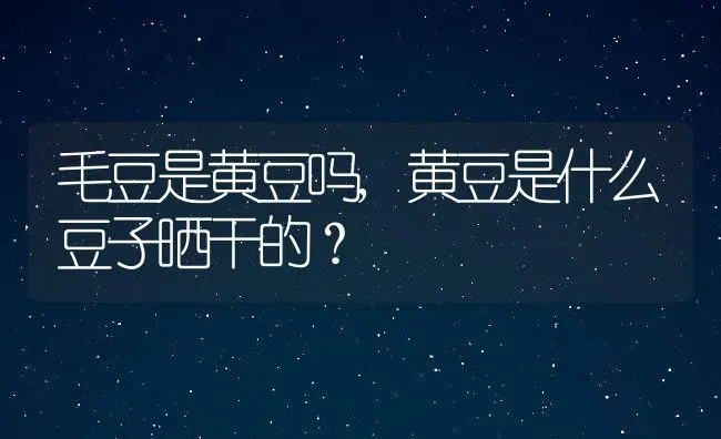 毛豆是黄豆吗,黄豆是什么豆子晒干的？ | 养殖常见问题