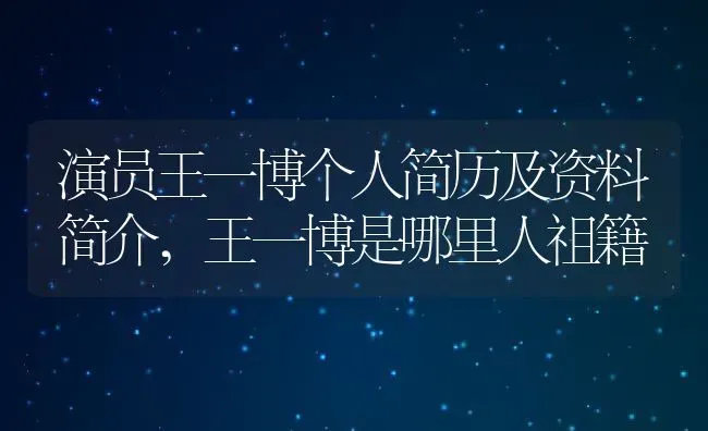 演员王一博个人简历及资料简介,王一博是哪里人祖籍 | 养殖常见问题