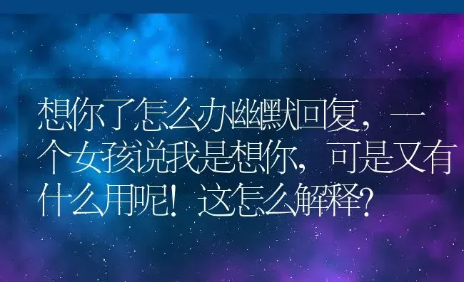 想你了怎么办幽默回复,一个女孩说我是想你，可是又有什么用呢!这怎么解释？ | 养殖常见问题