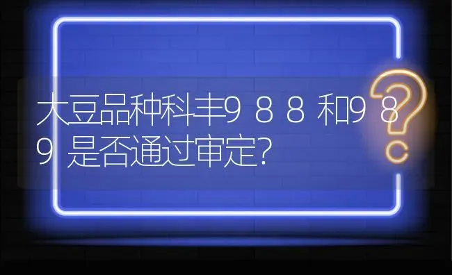 大豆品种科丰988和989是否通过审定? | 养殖问题解答