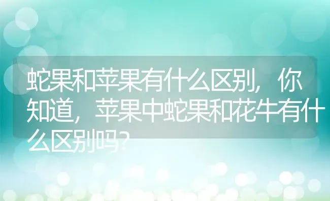 蛇果和苹果有什么区别,你知道，苹果中蛇果和花牛有什么区别吗？ | 养殖常见问题