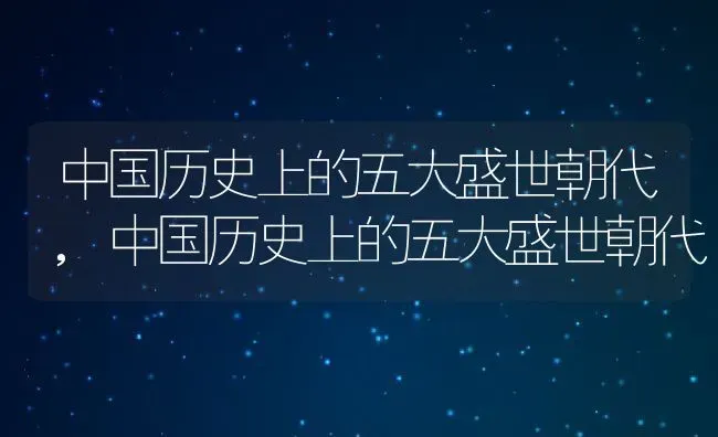 中国历史上的五大盛世朝代,中国历史上的五大盛世朝代 | 养殖常见问题