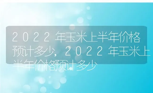 2022年玉米上半年价格预计多少,2022年玉米上半年价格预计多少 | 养殖常见问题