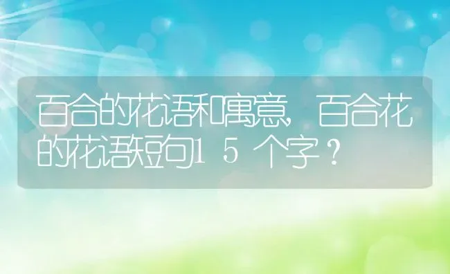 百合的花语和寓意,百合花的花语短句15个字？ | 养殖常见问题