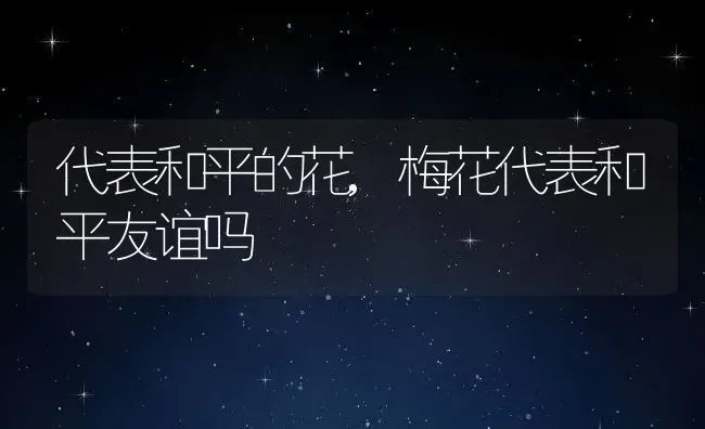 代表和平的花,梅花代表和平友谊吗 | 养殖常见问题