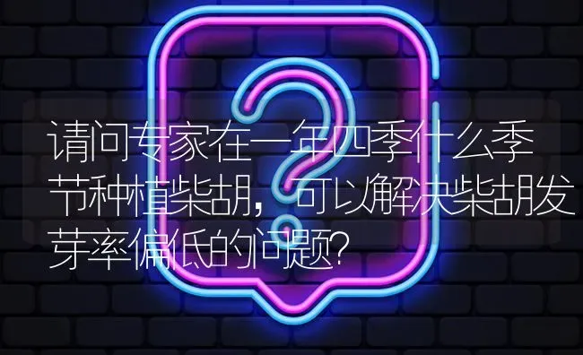 请问专家在一年四季什么季节种植柴胡,可以解决柴胡发芽率偏低的问题? | 养殖问题解答