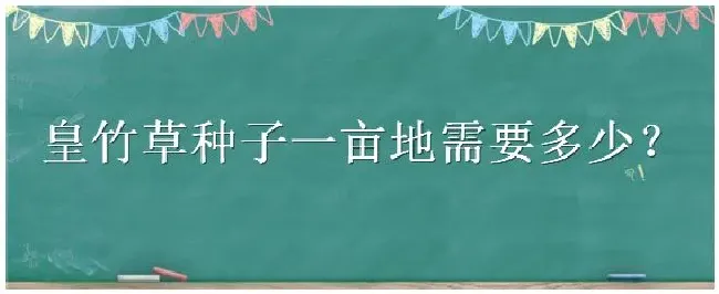 皇竹草种子一亩地需要多少 | 农业问题