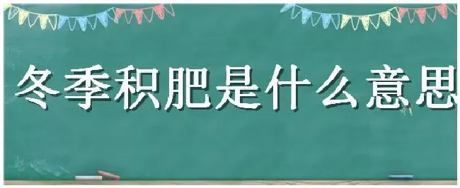 冬季积肥是什么意思 | 农业常识