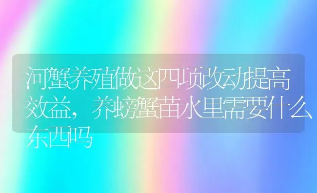 河蟹养殖做这四项改动提高效益,养螃蟹苗水里需要什么东西吗 | 养殖常见问题