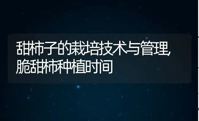 甜柿子的栽培技术与管理,脆甜柿种植时间 | 养殖常见问题