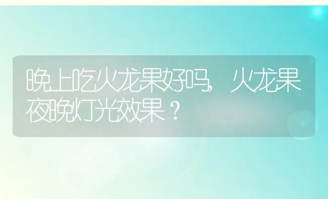 晚上吃火龙果好吗,火龙果夜晚灯光效果？ | 养殖常见问题