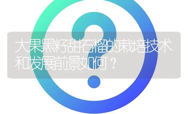 大果黑籽甜石榴的栽培技术和发展前景如何? | 养殖问题解答