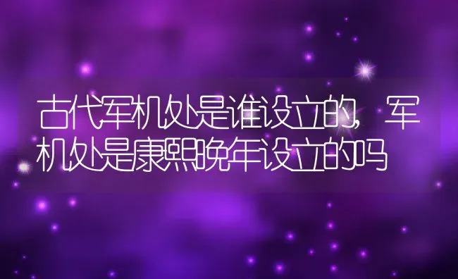 古代军机处是谁设立的,军机处是康熙晚年设立的吗 | 养殖常见问题
