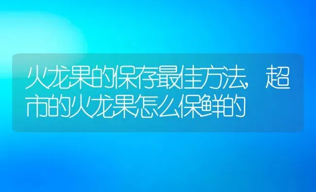 火龙果的保存最佳方法,超市的火龙果怎么保鲜的 | 养殖常见问题