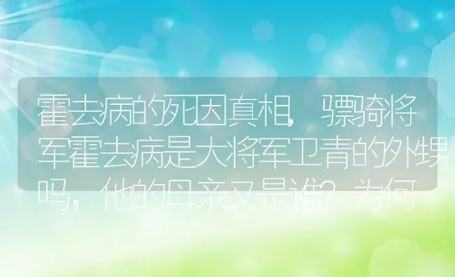 霍去病的死因真相,骠骑将军霍去病是大将军卫青的外甥吗，他的母亲又是谁？为何 | 养殖常见问题